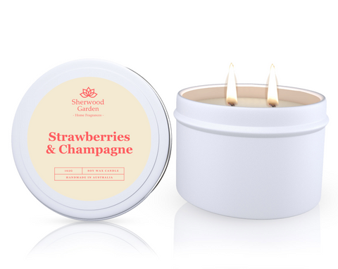 Sherwood Garden Stawberries And Champagne Soy Wax Candle Tin 165g