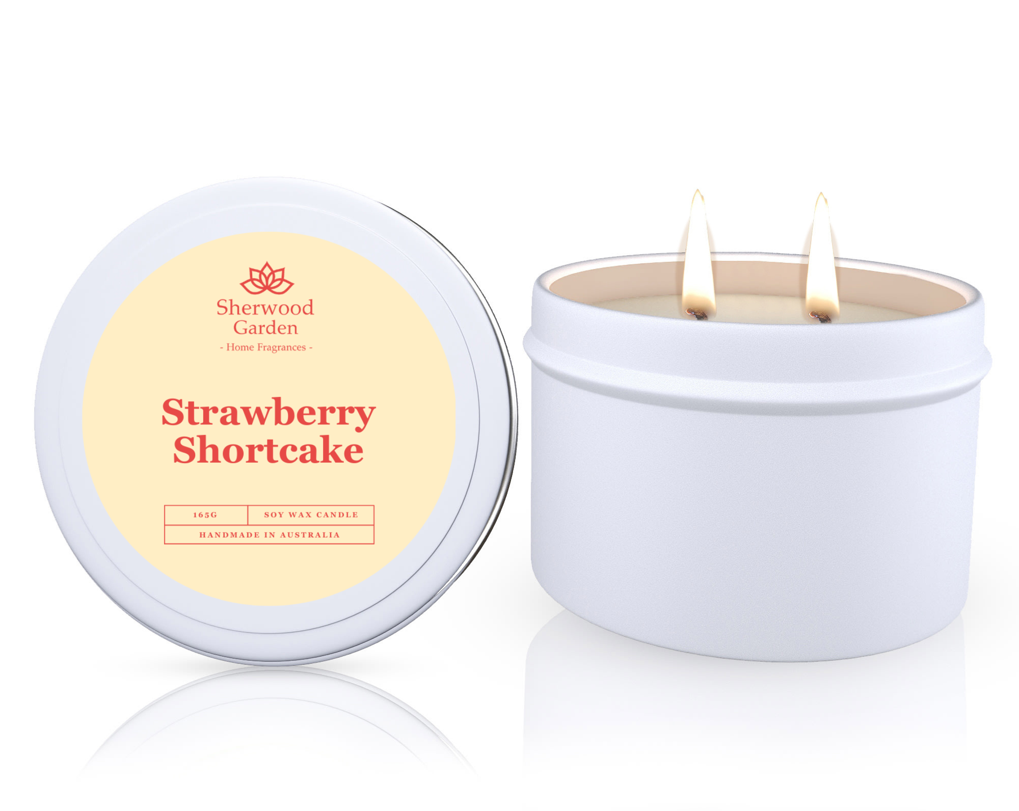 Sherwood Garden Strawberry Shortcake Soy Wax Candle Tin 165g