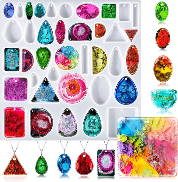 38 Shape Silicone Resin Epoxy Mold Jewellery Pendant Keychain Teardrop
