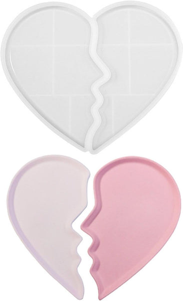 Broken Heart Two Piece Silicone Mold Epoxy Resin Jewellery Tray Storage
