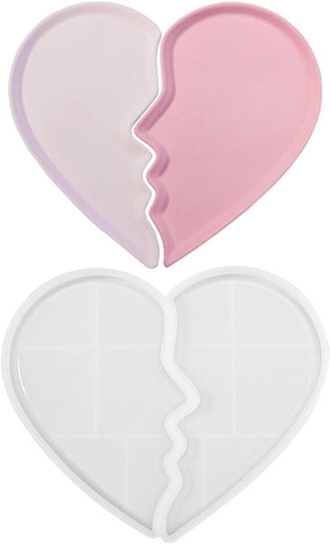 Broken Heart Two Piece Silicone Mold Epoxy Resin Jewellery Tray Storage