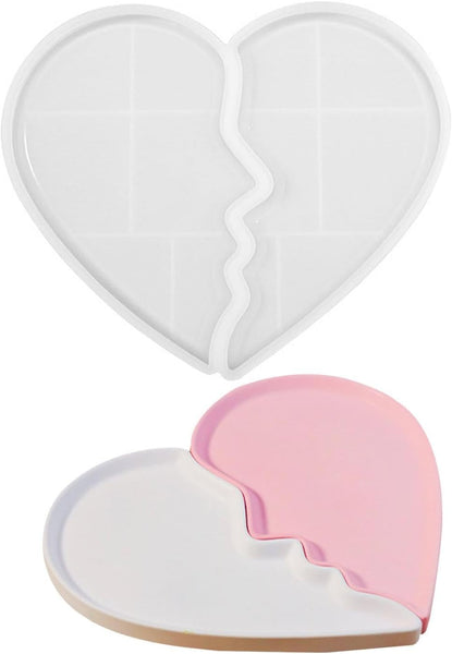 Broken Heart Two Piece Silicone Mold Epoxy Resin Jewellery Tray Storage