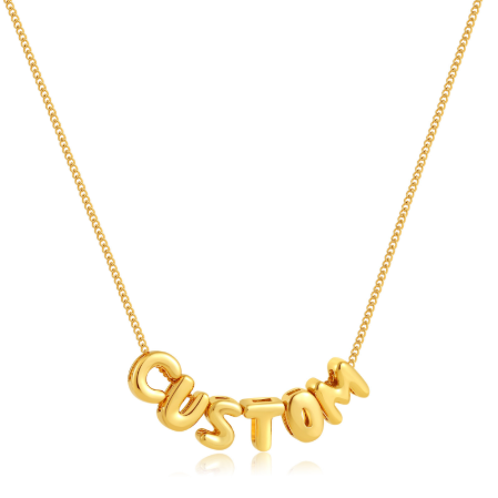 A-Z Custom Letter Word Name Necklace + 10mm Heart Chain Gold Plated