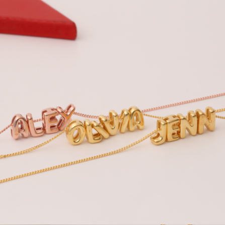 A-Z Custom Letter Word Name Necklace + 10mm Heart Chain Gold Plated