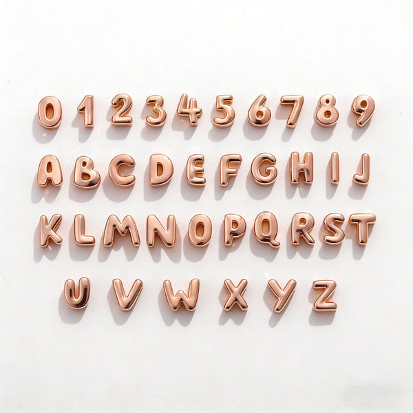 A-Z Custom Letter Word Name Necklace + 10mm Heart Chain Rose Gold Plated