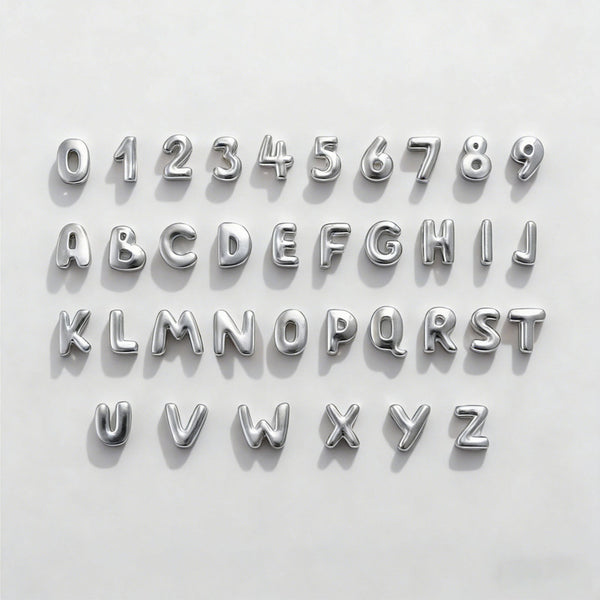 A-Z Custom Letter Word Name Necklace + 10mm Heart Chain Silver Plated