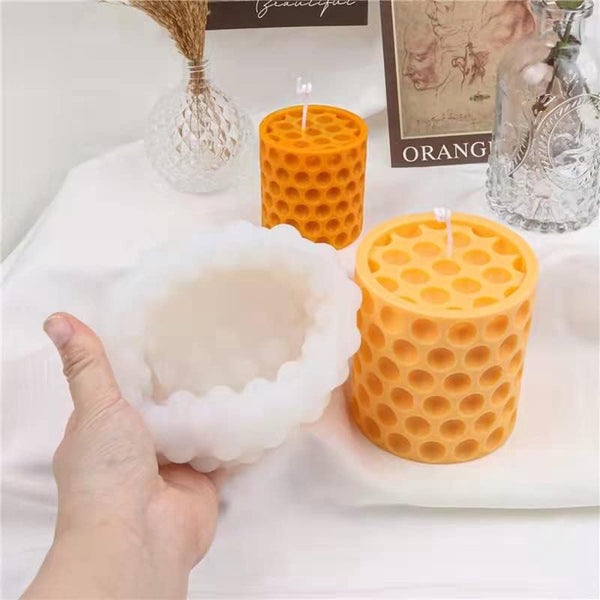 4 x Silicone Candle Molds Cylindrical Column Cube Bubble