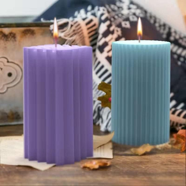 4 x Silicone Candle Molds Cylindrical Column Cube Bubble