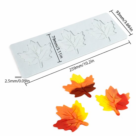 3 Pce Silicone Mold Set Maple Leaf Leaves Snowflake Baking Chocolate Fondant Icing