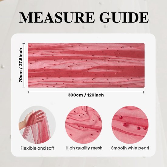 Gauze Tablerunner With Faux White Pearls 30 x 120 Inches Weddings Parties Red