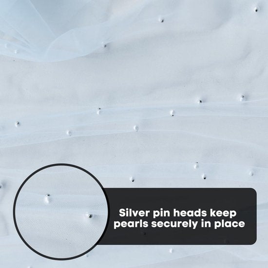 Gauze Tablerunner With Faux White Pearls 30 x 120 Inches Weddings Parties Light Blue