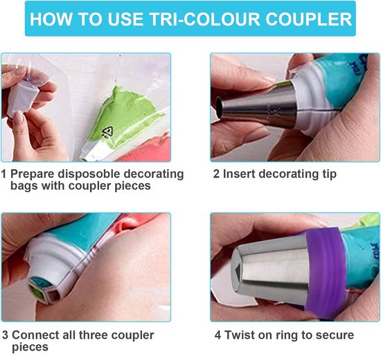 27 Pce Russian Cake Decorating Tips Nozzles Adaptor Piping Bags Icing Fondant Cupcake