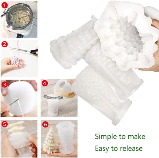 4 x Silicon Christmas Xmas Tree Mold Mould Set Candle Resin Soap Making Craft