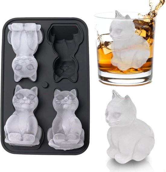 Cat Kitty Silicone Ice Cube Mold + Funnel Cute Fun Novelty
