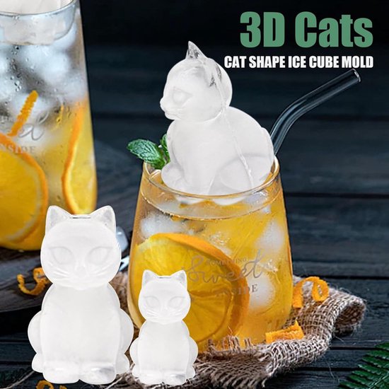 Cat Kitty Silicone Ice Cube Mold + Funnel Cute Fun Novelty