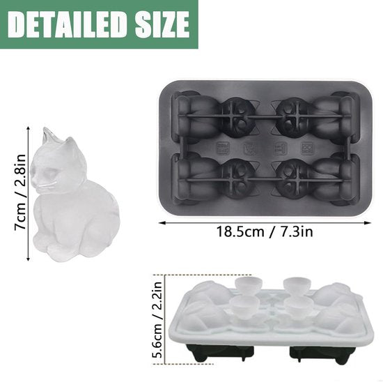 Cat Kitty Silicone Ice Cube Mold + Funnel Cute Fun Novelty