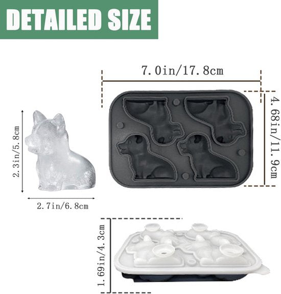 Corgi Dog Silicone Ice Cube Mold + Funnel Cute Fun Novelty