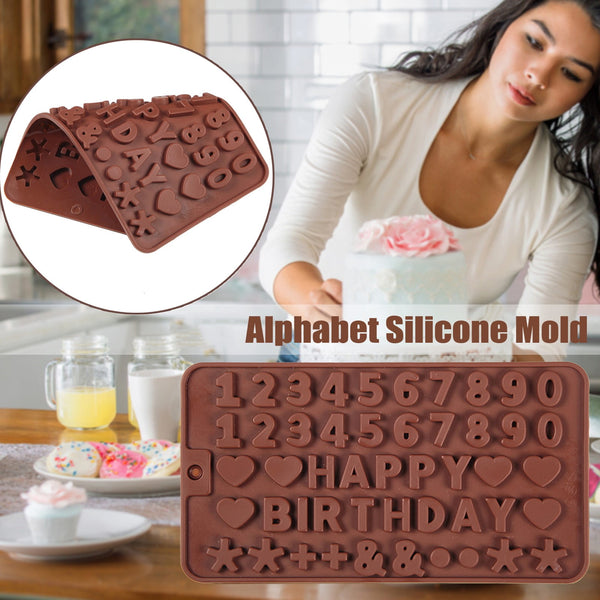 Happy Birthday 0-9 Heart Silicone Mold Biscuits Cookie Candy Chocolate Cake Fondant