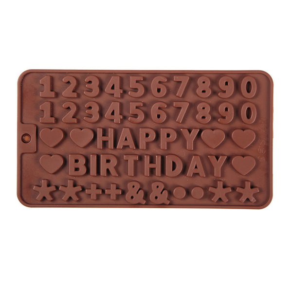 Happy Birthday 0-9 Heart Silicone Mold Biscuits Cookie Candy Chocolate Cake Fondant