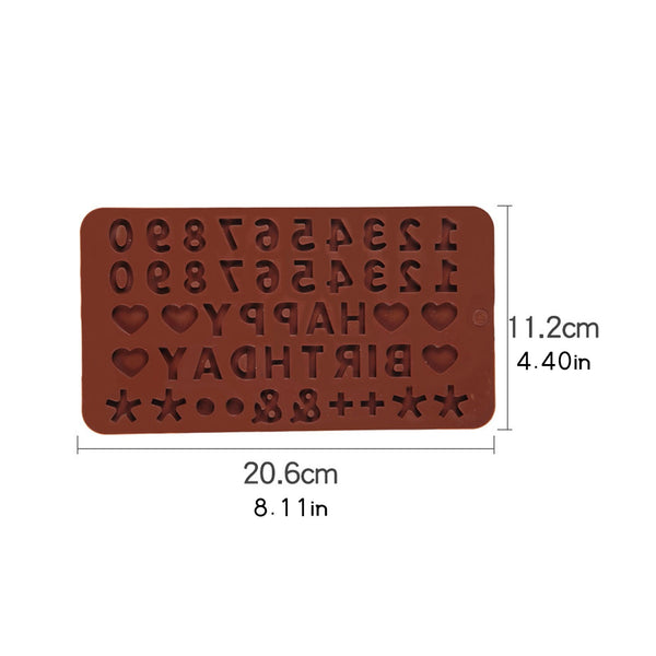 Happy Birthday 0-9 Heart Silicone Mold Biscuits Cookie Candy Chocolate Cake Fondant