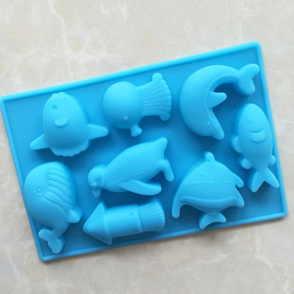 Marine Ocean Dolphin Whale Fish Silicone Mold Baking Chocolate Candy Fondant Cake