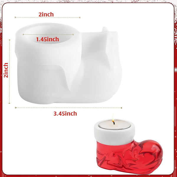 2 Pcs Christmas Xmas Santa Elf Shoes Boots Silicone Molds Resin Epoxy Candle DIY