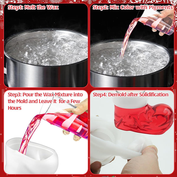 2 Pcs Christmas Xmas Santa Elf Shoes Boots Silicone Molds Resin Epoxy Candle DIY