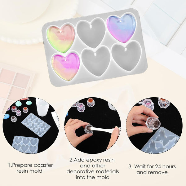 2 x Butterfly Heart Keychain Silicone Molds Epoxy Resin DIY Crafts Jewellery Making