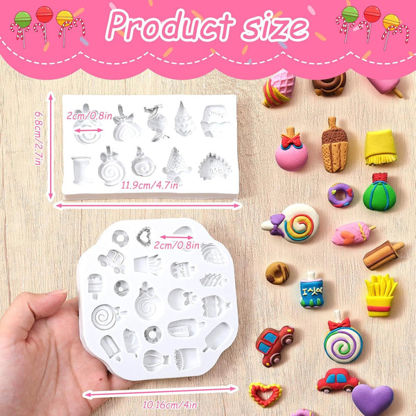 2 Pcs Sweet Ice Cream Lolly Silicone Mold Polymer Clay Jewellery Earrings DIY