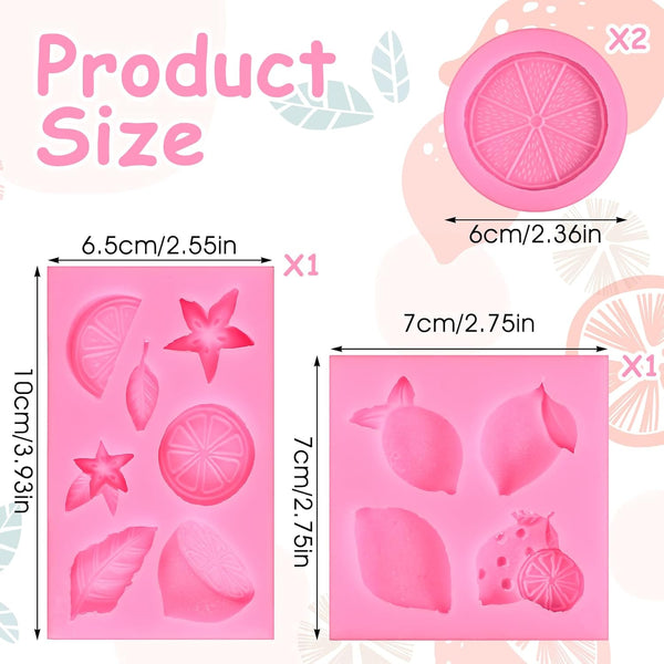 4 Pce Lemon Silicone Mold Biscuits Cookie Candy Chocolate Cake Fondant Sugar Craft