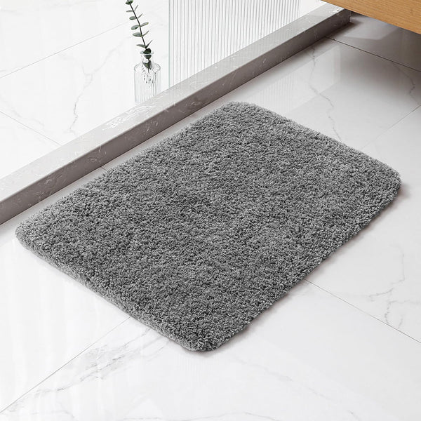 Microfibre Bath Bathroom Mat Non Slip Machine Wash 17" x 24" Grey
