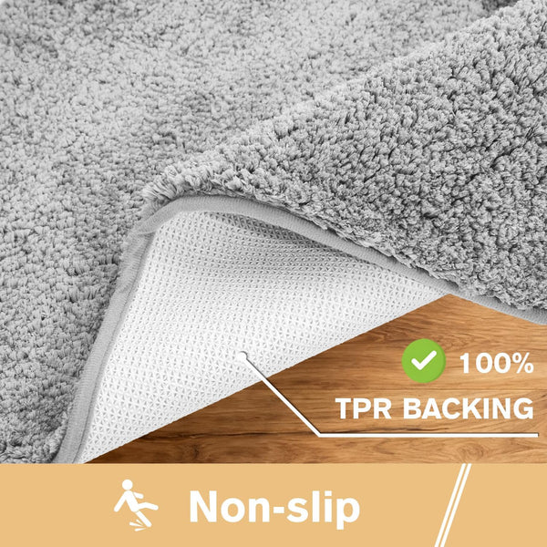 Microfibre Bath Bathroom Mat Non Slip Machine Wash 17" x 24" Grey