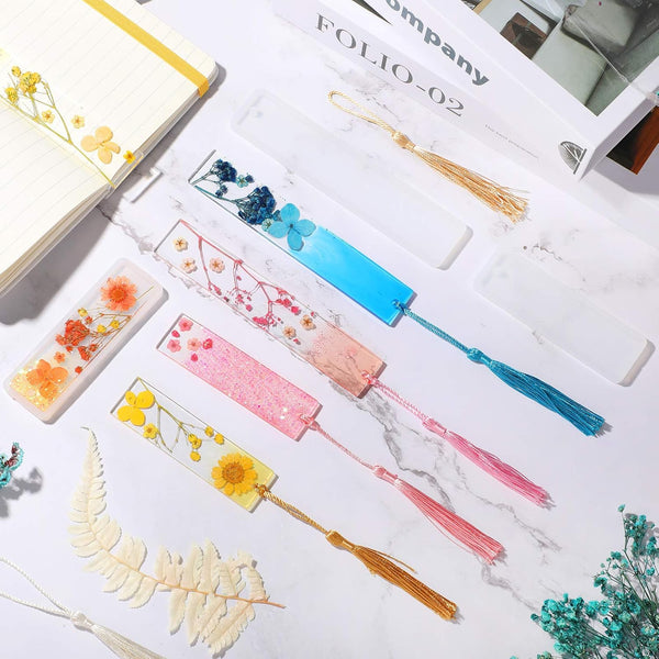 38 Pce Bookmark Silicone Resin Epoxy Mold Set Tassels Dried Flowers