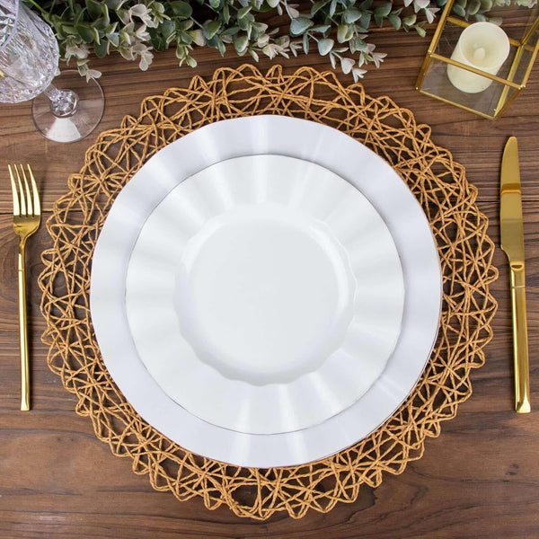 6 Pack Natural Woven Metallic String Round Placemats 15 Inch