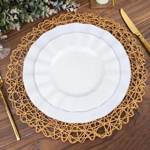 6 Pack Natural Woven Metallic String Round Placemats 15 Inch