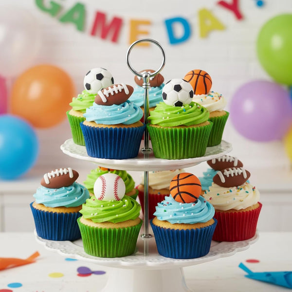 2 Pce Sports Silicone Mold Cake Fondant Topper Decor Football Basketball Baseball Soccer