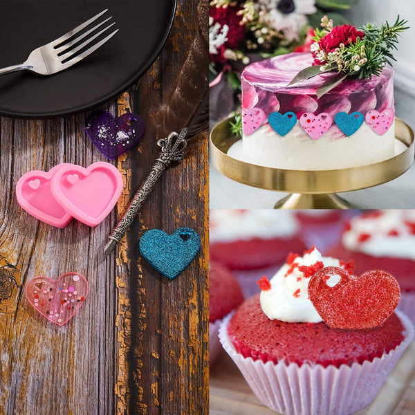 4 Pce Heart Keychain Silicone Molds Epoxy Resin + 20 Key Rings DIY Kit