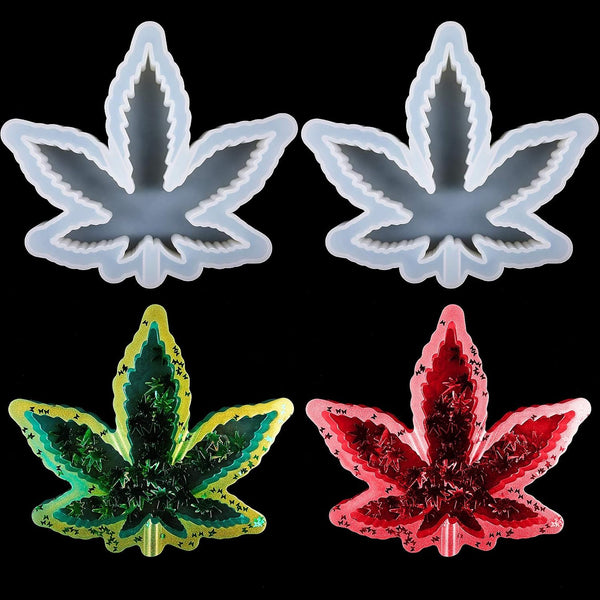2 Pce Weed Hemp Leaf Silicone Mold Epoxy Resin Casting DIY