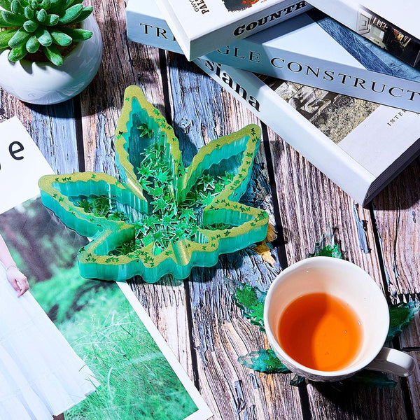 2 Pce Weed Hemp Leaf Silicone Mold Epoxy Resin Casting DIY