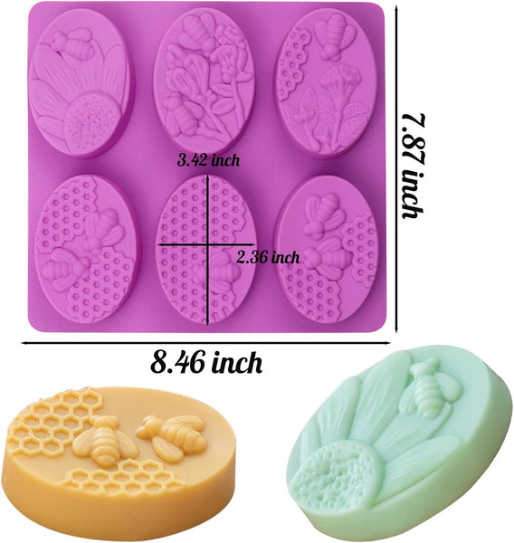 2 x Silicone Molds Candle Soap Cake Resin Bees Honey Purple