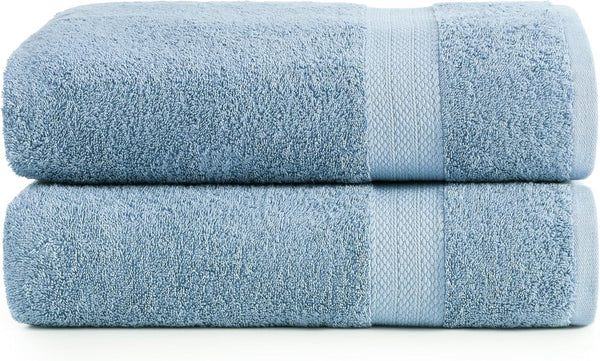 Pair Cotton Bath Sheets Towels 550gsm 35 x 66 Inches Blue