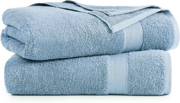 Pair Cotton Bath Sheets Towels 550gsm 35 x 66 Inches Blue