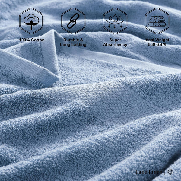 Pair Cotton Bath Sheets Towels 550gsm 35 x 66 Inches Blue