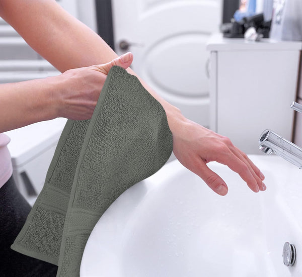 6 Pack Ring Spun Cotton Hand Towels 16 x 28 Inches 600gsm Grey