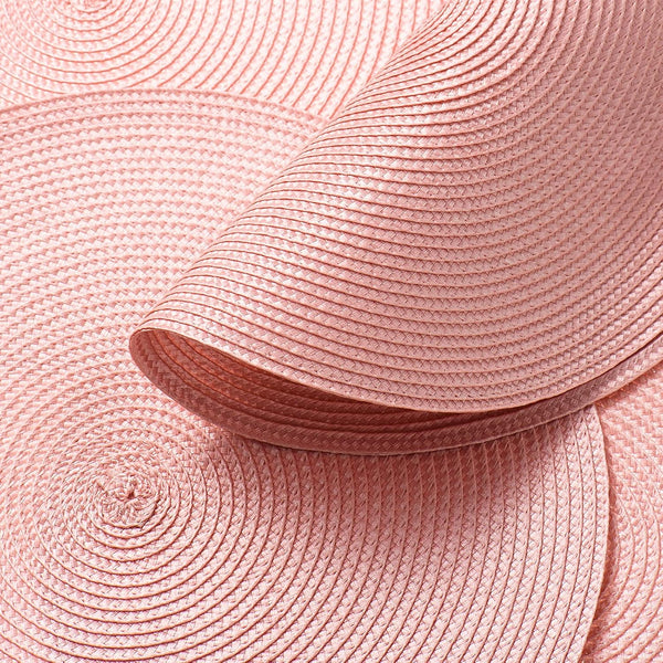 Set of 6 Round Braided Woven Heat Resistant Placemats 15" Pink