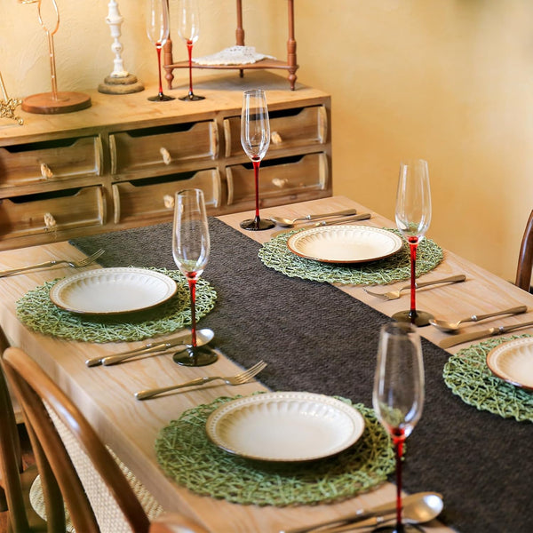 Set of 12 Round Braided Woven Rustic Heat Resistant Placemats 13" Green