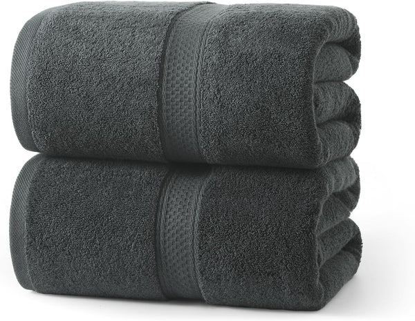 Pair Cotton 760gsm Bath Sheets Towels 179 x 89cm Dark Grey