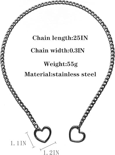 Heart Slip Chain Stainless Steel Necklace Y-Necklace Jewellery 25 Inch Black