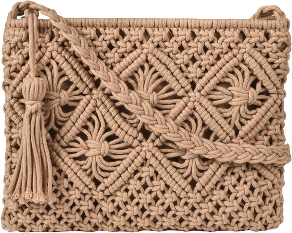 Boho Cotton Crochet Crossbody Shoulder Handbag Bag Beach Summer