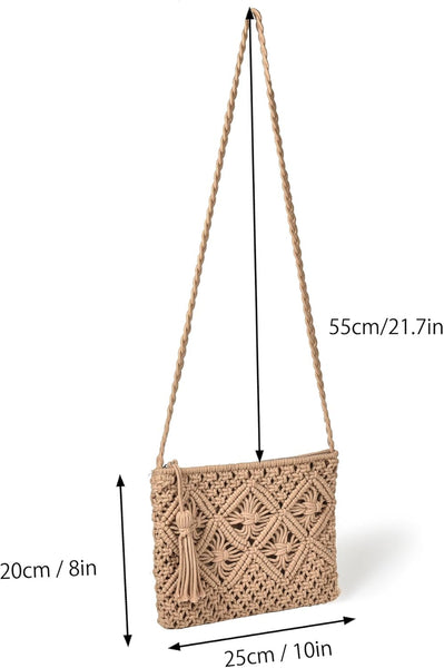 Boho Cotton Crochet Crossbody Shoulder Handbag Bag Beach Summer
